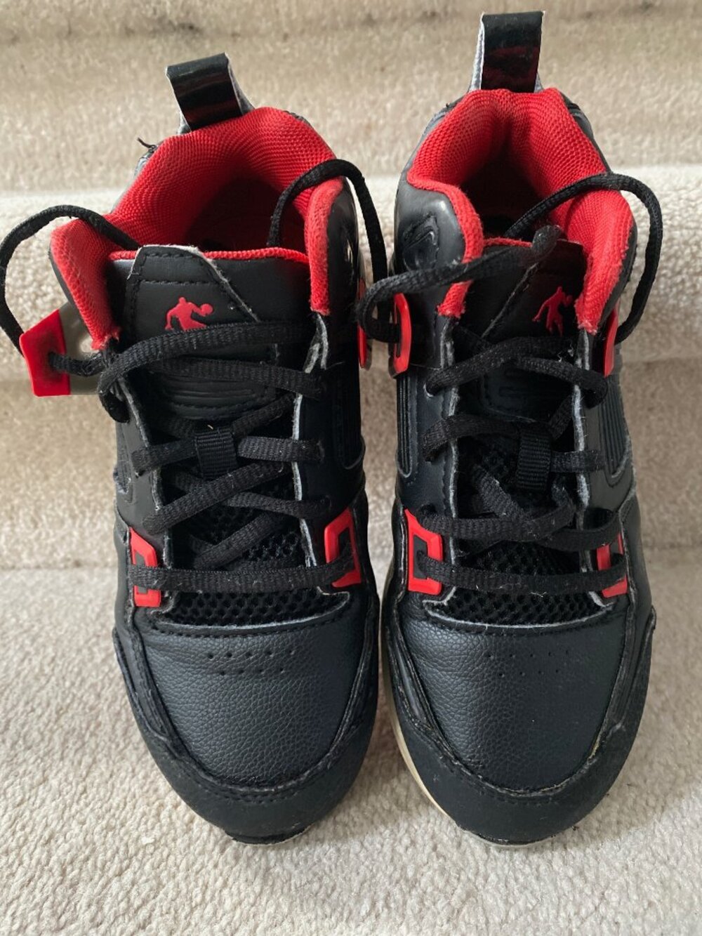 AND1 Jordan Boys High -Top Basketball Sneaker in Black and Red  Youth Size 13
